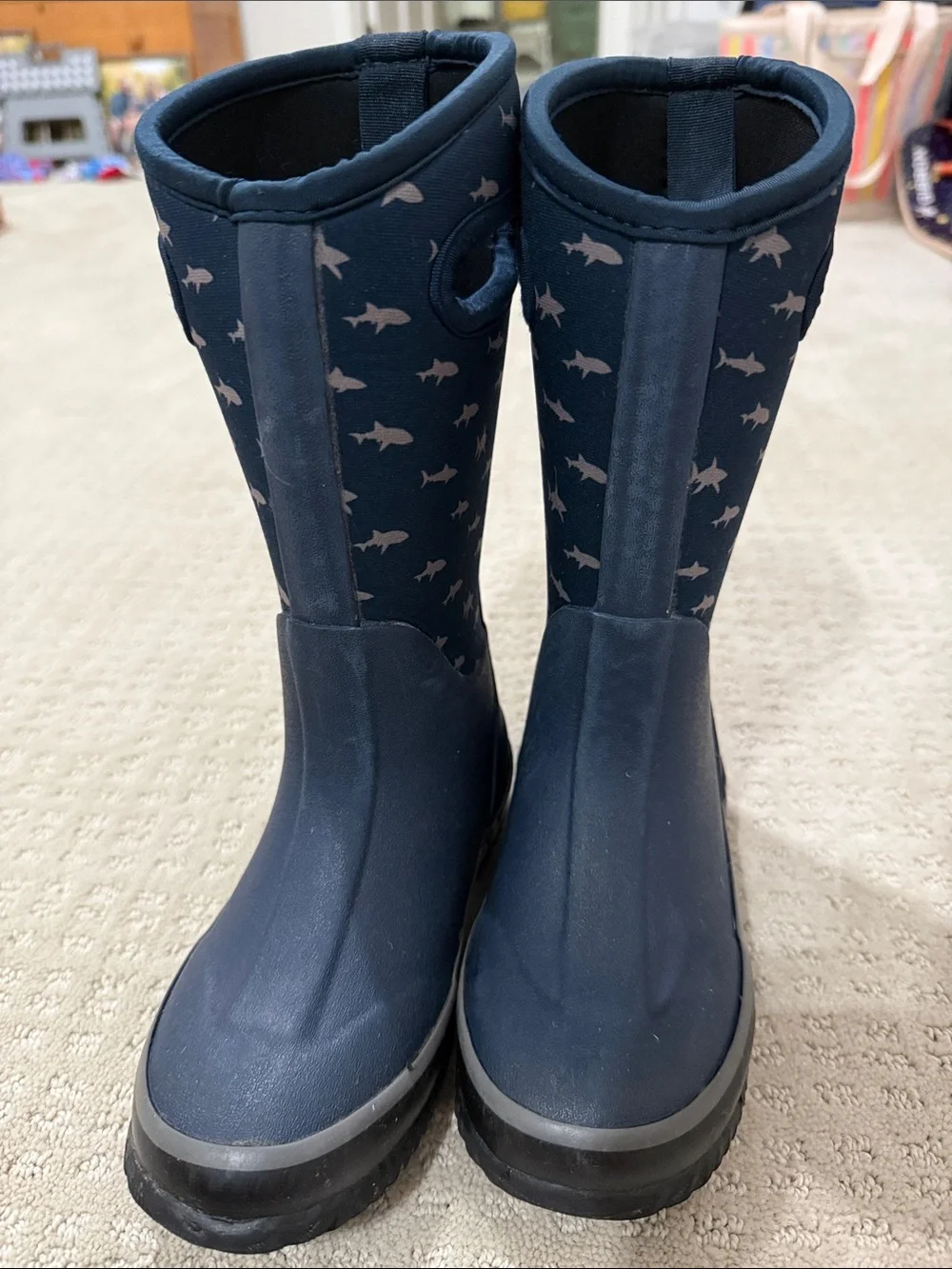 Lone Cone Kids Navy Shark-Print Insulated Rain & Snow Boots